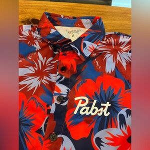 HandUP Hawaiian Shirt, Miami Floral, Button Up FlexGrid Button Up Pabst Cycling